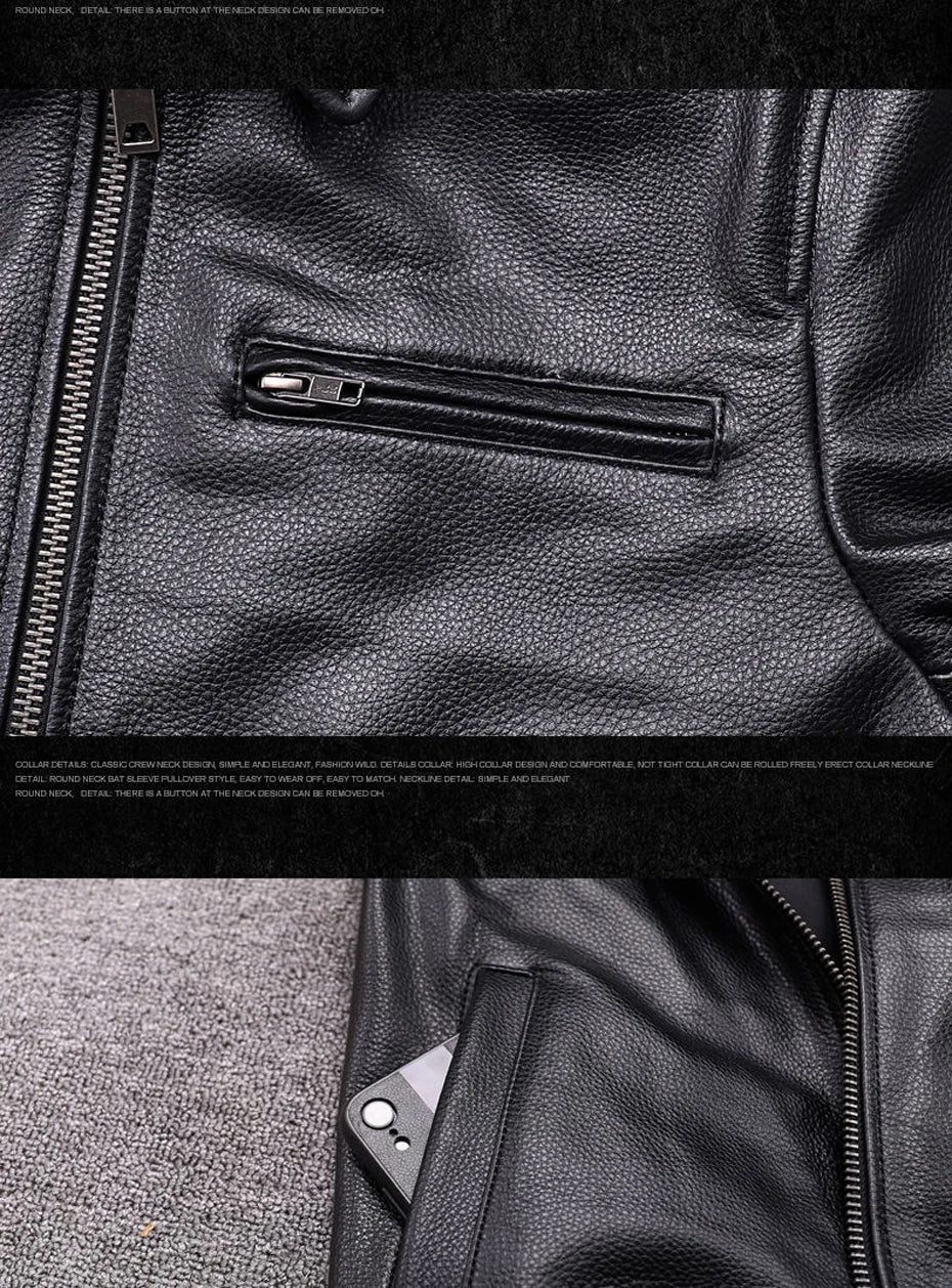 genuine leather jacket for men 100% real natural leather coat Classic casual style cowhide jacket vintage quality biker leather