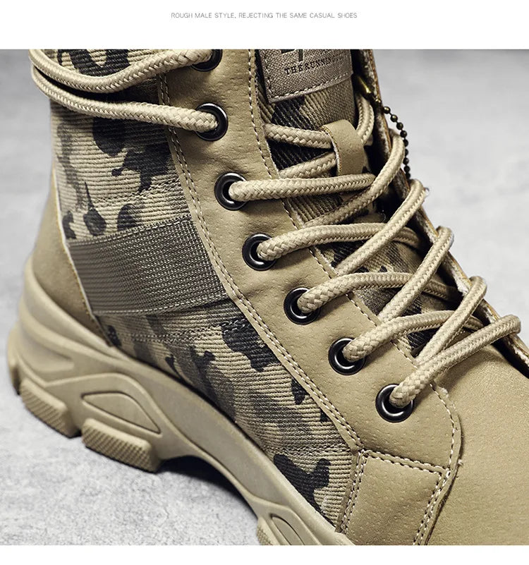 Men Boots Casual Outdoor Desert Boots Autumn Fashion Camouflage Lace-up Platform Shoes Man  Botas Masculina Zapatos Hombre