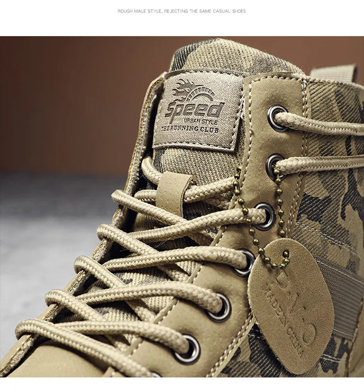 Men Boots Casual Outdoor Desert Boots Autumn Fashion Camouflage Lace-up Platform Shoes Man  Botas Masculina Zapatos Hombre