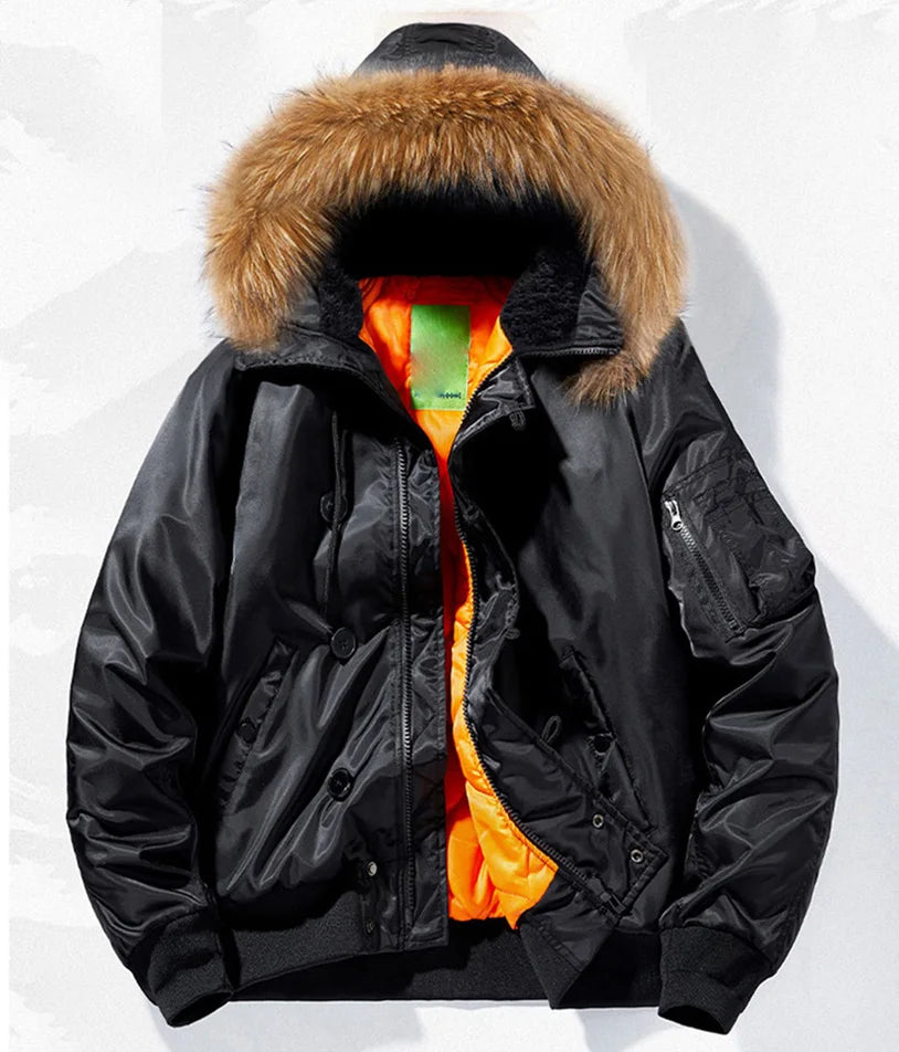 Padding Male Winter Bomber Coat Heavy Jackets Hooded Padded Streetwear Fur Collar Cheap Short Parka Y2K 2024 Z1