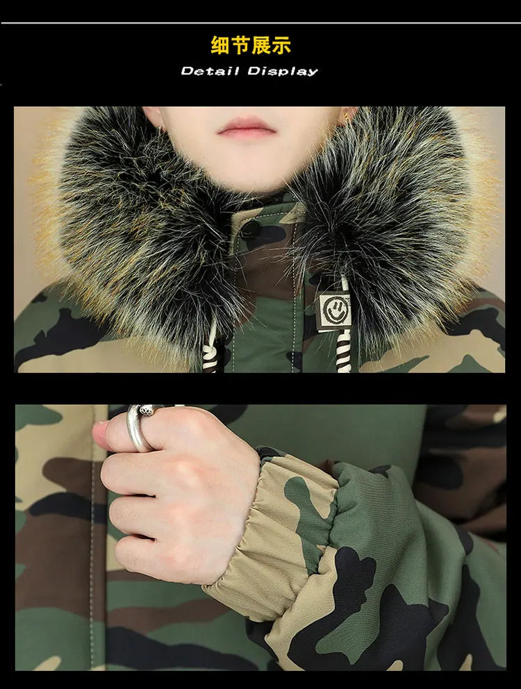 Autumn Winter New Thicken Warm Jacket Men Hooded Parkas Coat Fleece Trendy brand Streetwear ins wool jacket