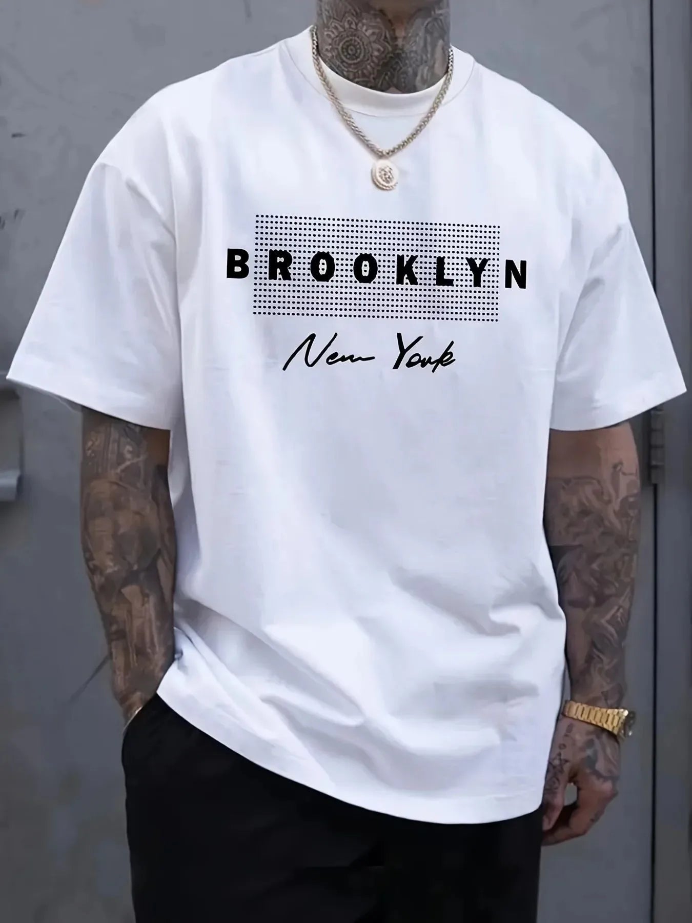 New 2025 Men's Casual Comfortable Breathable Round Neck T-shirt with Letter Printed Pattern Summer Outdoor Loose Top