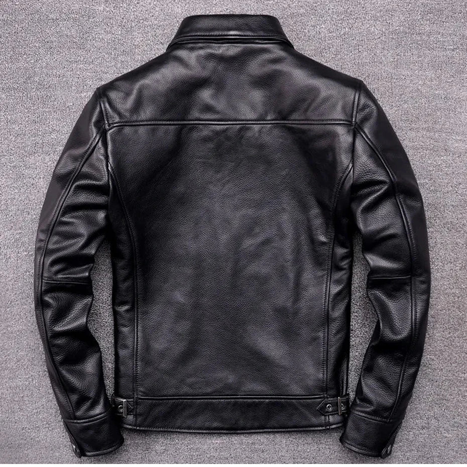 genuine leather jacket for men 100% real natural leather coat Classic casual style cowhide jacket vintage quality biker leather