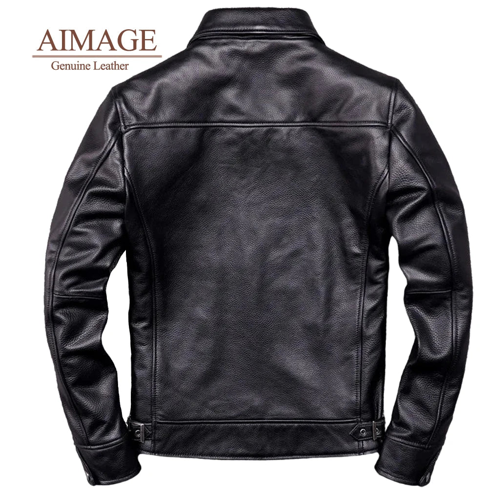 genuine leather jacket for men 100% real natural leather coat Classic casual style cowhide jacket vintage quality biker leather