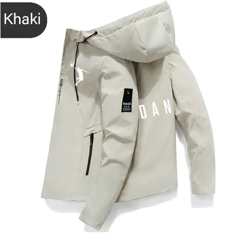 Men's hooded jackets, windbreakers, camping jackets, casual baseball jackets, fishing jackets, and men's spring and autumn outdo
