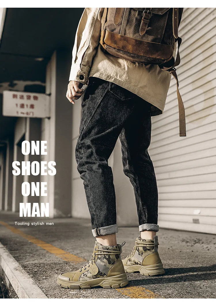 Men Boots Casual Outdoor Desert Boots Autumn Fashion Camouflage Lace-up Platform Shoes Man  Botas Masculina Zapatos Hombre