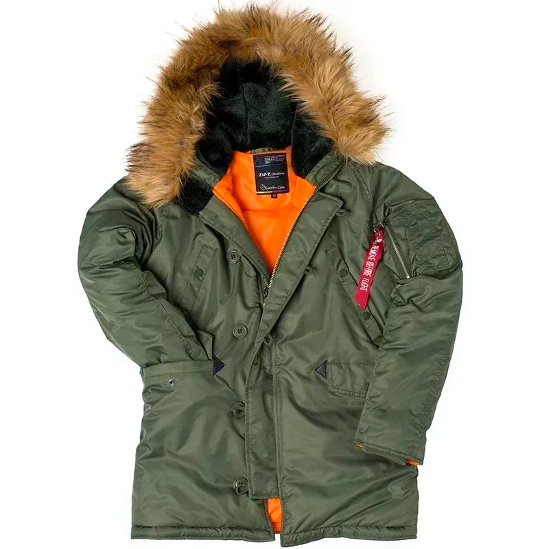 Large Size Military Plus Size Fur Hood Long Waterproof Windproof New Winter Parka Thick Men Outwear Jacket Coat USA SIZE Parkas
