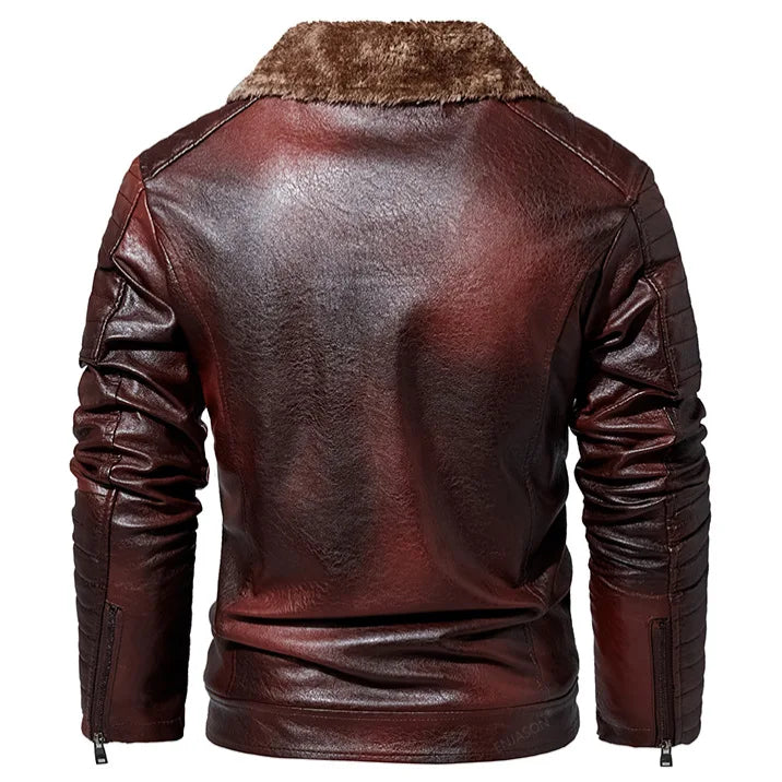 Men Fashion Leather Jacket Men Autumn Motorcycle Slim Fleece Jacket Coat Men Winter Outdoor Casual Motor Biker PU Leather Jacket