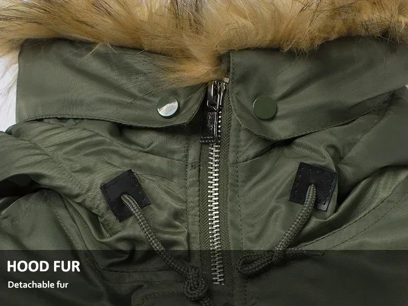 Large Size Military Plus Size Fur Hood Long Waterproof Windproof New Winter Parka Thick Men Outwear Jacket Coat USA SIZE Parkas