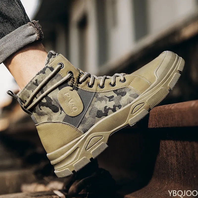 Men Boots Casual Outdoor Desert Boots Autumn Fashion Camouflage Lace-up Platform Shoes Man  Botas Masculina Zapatos Hombre