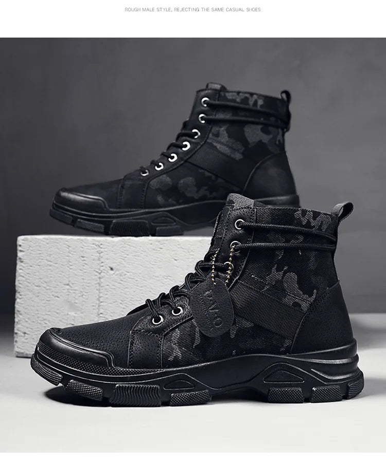 Men Boots Casual Outdoor Desert Boots Autumn Fashion Camouflage Lace-up Platform Shoes Man  Botas Masculina Zapatos Hombre
