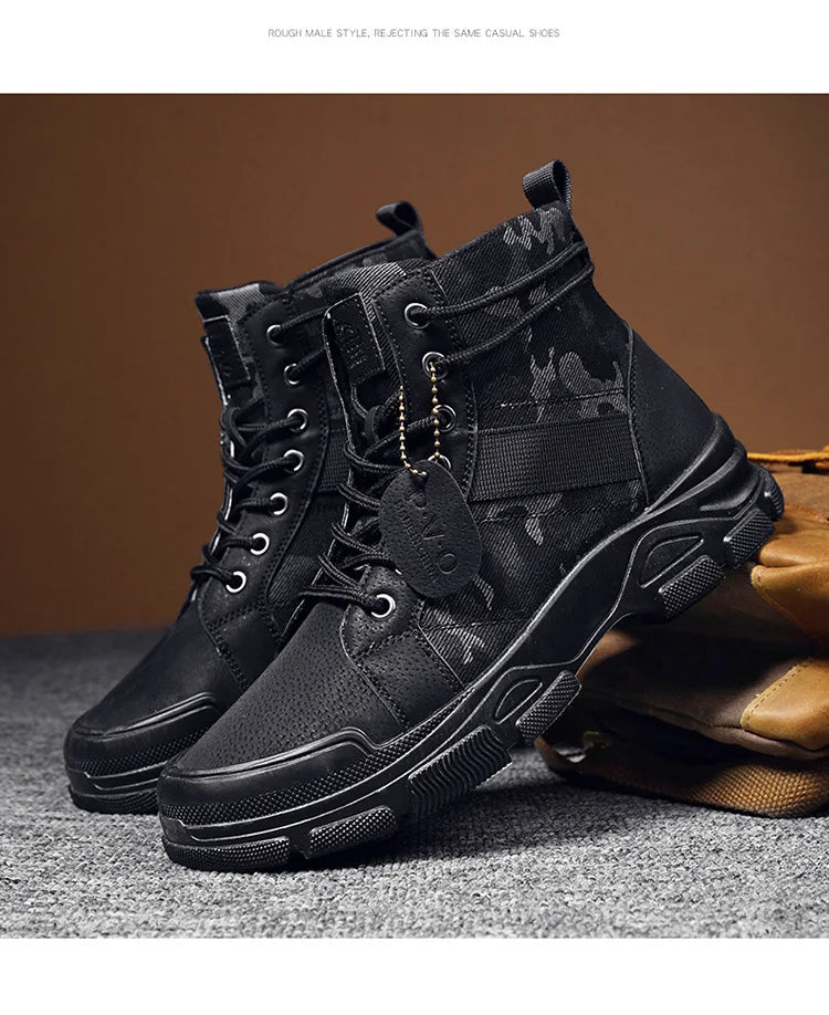 Men Boots Casual Outdoor Desert Boots Autumn Fashion Camouflage Lace-up Platform Shoes Man  Botas Masculina Zapatos Hombre