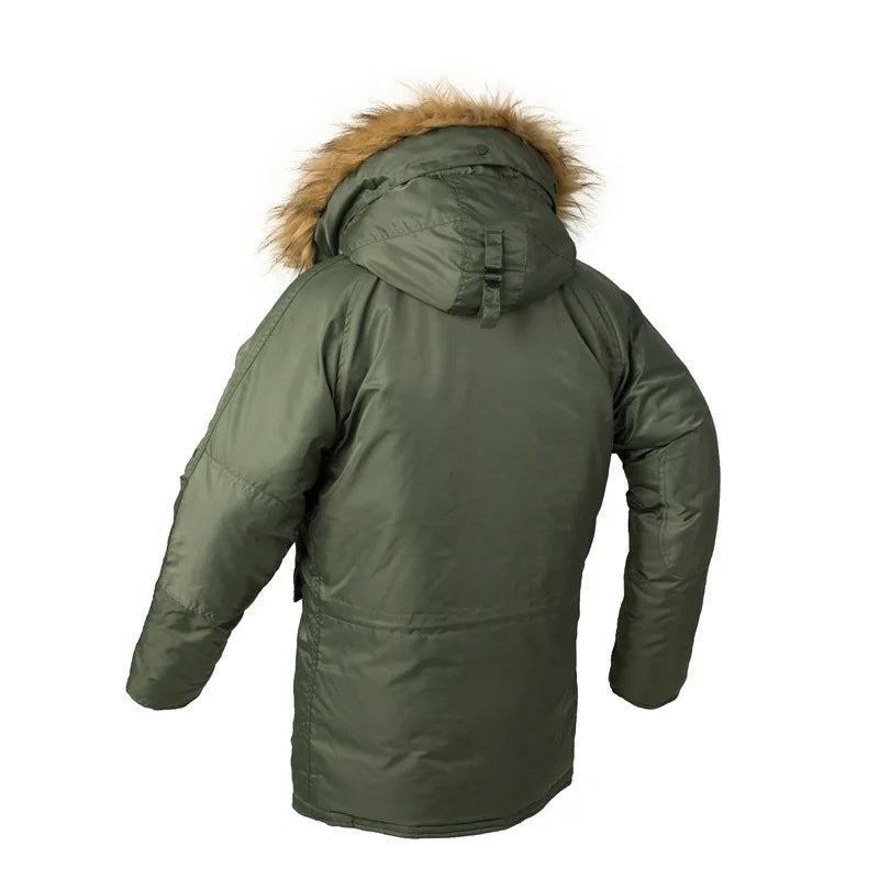Large Size Military Plus Size Fur Hood Long Waterproof Windproof New Winter Parka Thick Men Outwear Jacket Coat USA SIZE Parkas