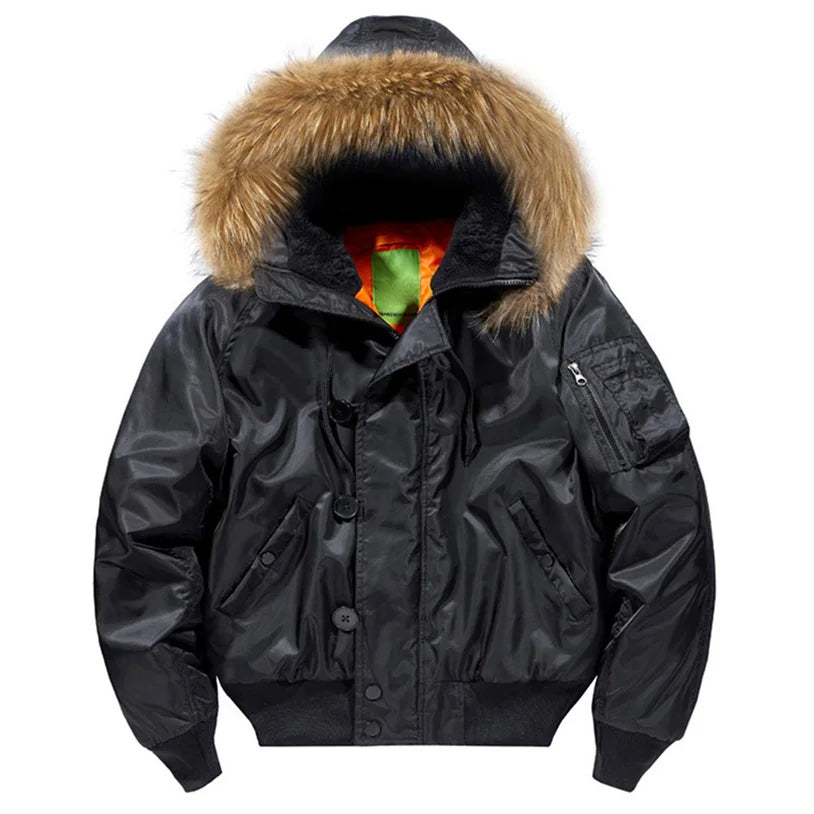 Padding Male Winter Bomber Coat Heavy Jackets Hooded Padded Streetwear Fur Collar Cheap Short Parka Y2K 2024 Z1