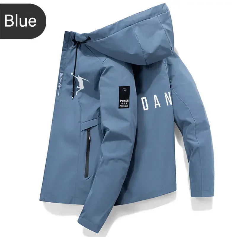 Men's hooded jackets, windbreakers, camping jackets, casual baseball jackets, fishing jackets, and men's spring and autumn outdo