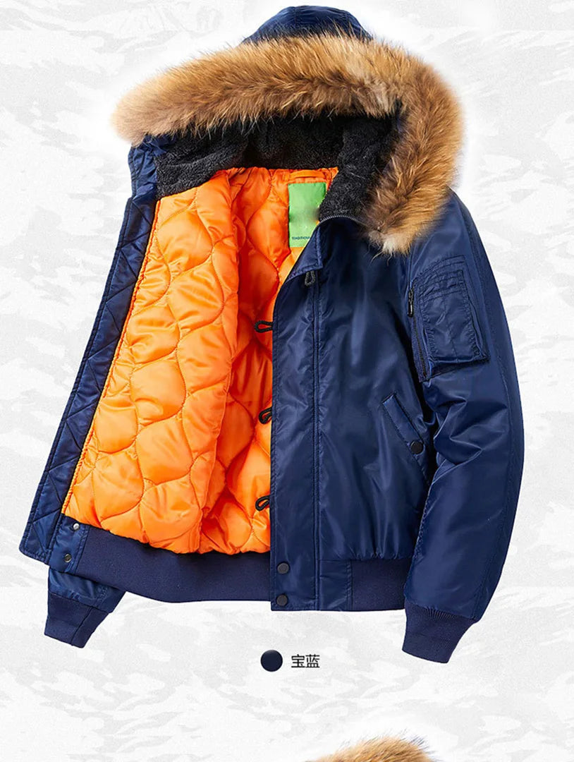 Padding Male Winter Bomber Coat Heavy Jackets Hooded Padded Streetwear Fur Collar Cheap Short Parka Y2K 2024 Z1