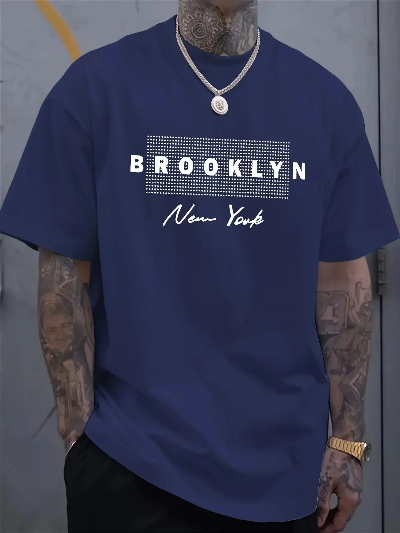 New 2025 Men's Casual Comfortable Breathable Round Neck T-shirt with Letter Printed Pattern Summer Outdoor Loose Top