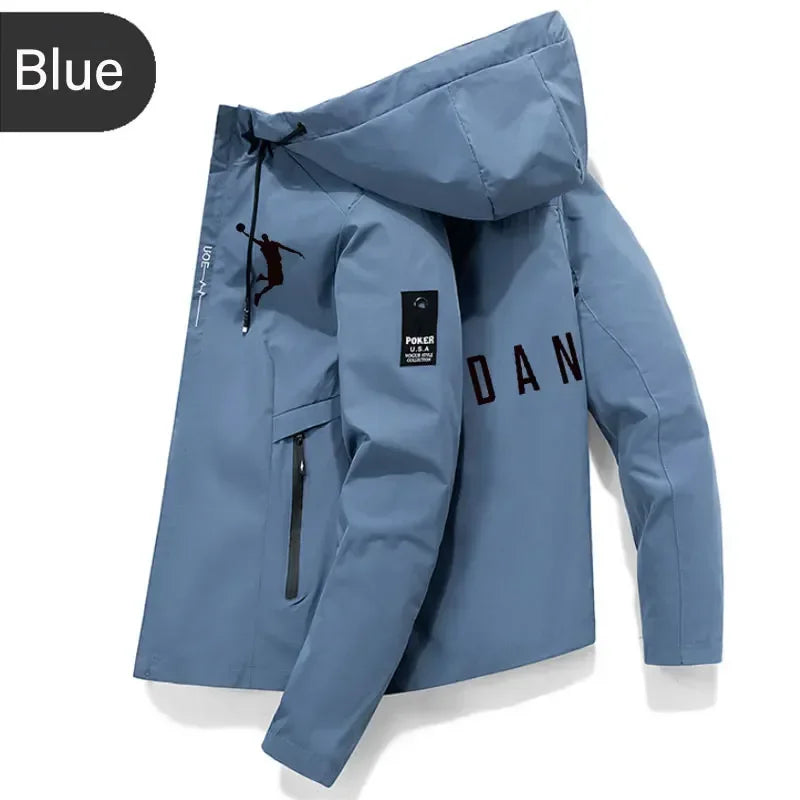 Men's hooded jackets, windbreakers, camping jackets, casual baseball jackets, fishing jackets, and men's spring and autumn outdo