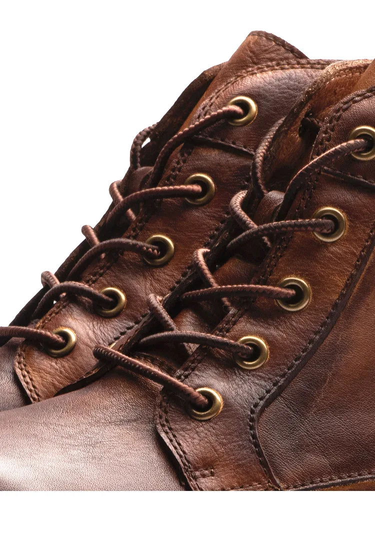 Handmade Leather Men Boots Retro Round Toe Ankle Boots 2025 Autumn Winter Punk Street Style Motorcycle Boots Men Chunky Botines