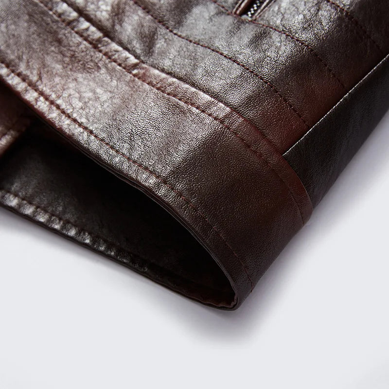 Men Fashion Leather Jacket Men Autumn Motorcycle Slim Fleece Jacket Coat Men Winter Outdoor Casual Motor Biker PU Leather Jacket
