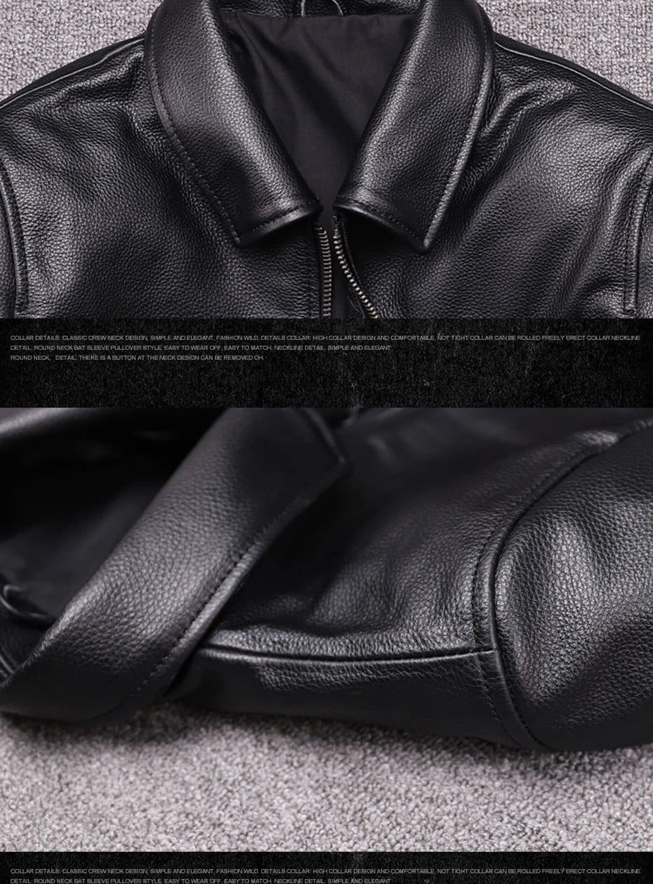 genuine leather jacket for men 100% real natural leather coat Classic casual style cowhide jacket vintage quality biker leather