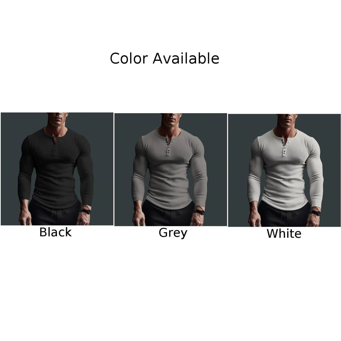 Men's Casual Waffle Fitness Muscle T-Shirt Long Sleeve Solid Color Button V Neck Basic Breathable Tops Tees T Shirts Clothing
