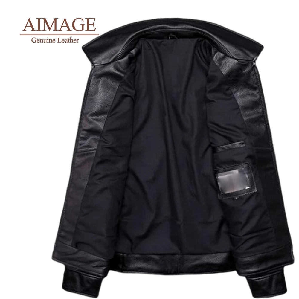 genuine leather jacket for men 100% real natural leather coat Classic casual style cowhide jacket vintage quality biker leather