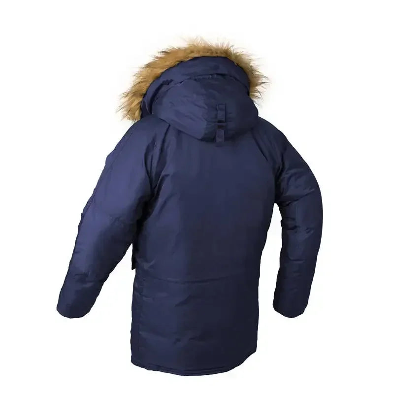 Large Size Military Plus Size Fur Hood Long Waterproof Windproof New Winter Parka Thick Men Outwear Jacket Coat USA SIZE Parkas