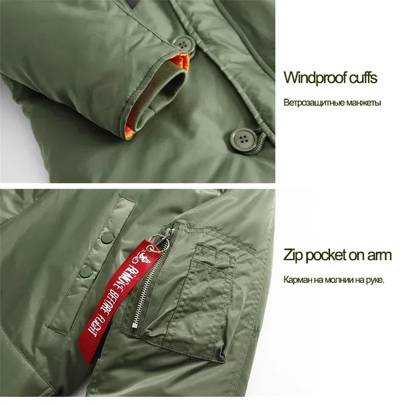 Large Size Military Plus Size Fur Hood Long Waterproof Windproof New Winter Parka Thick Men Outwear Jacket Coat USA SIZE Parkas