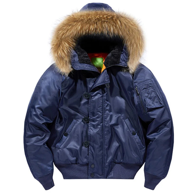 Padding Male Winter Bomber Coat Heavy Jackets Hooded Padded Streetwear Fur Collar Cheap Short Parka Y2K 2024 Z1