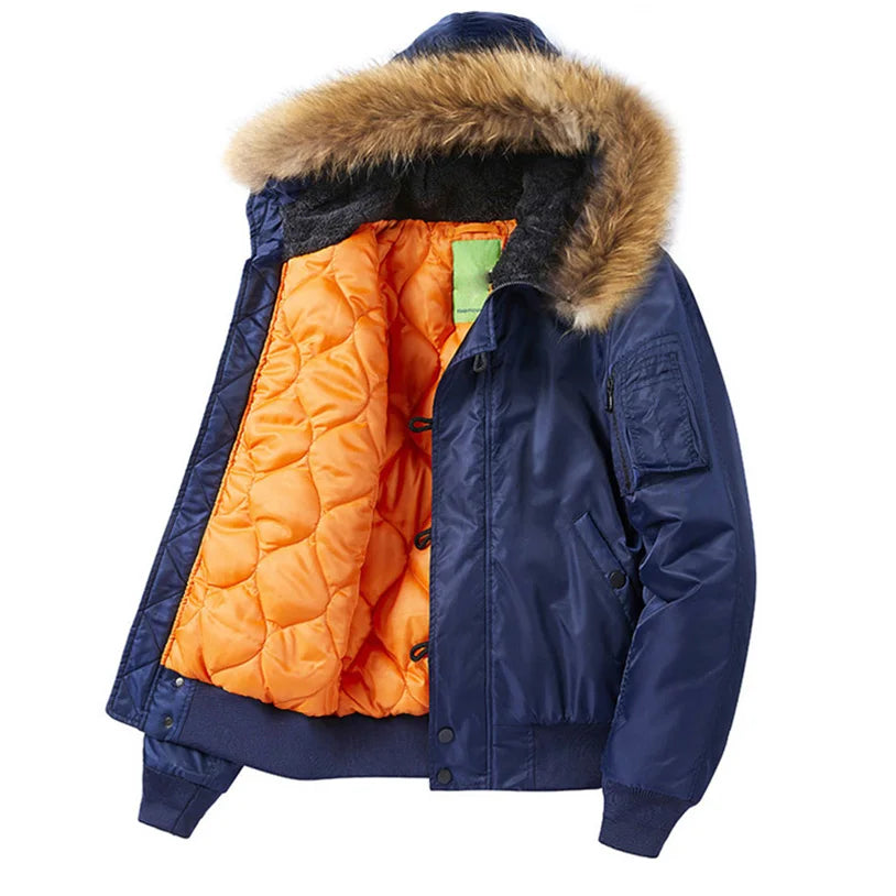 Padding Male Winter Bomber Coat Heavy Jackets Hooded Padded Streetwear Fur Collar Cheap Short Parka Y2K 2024 Z1