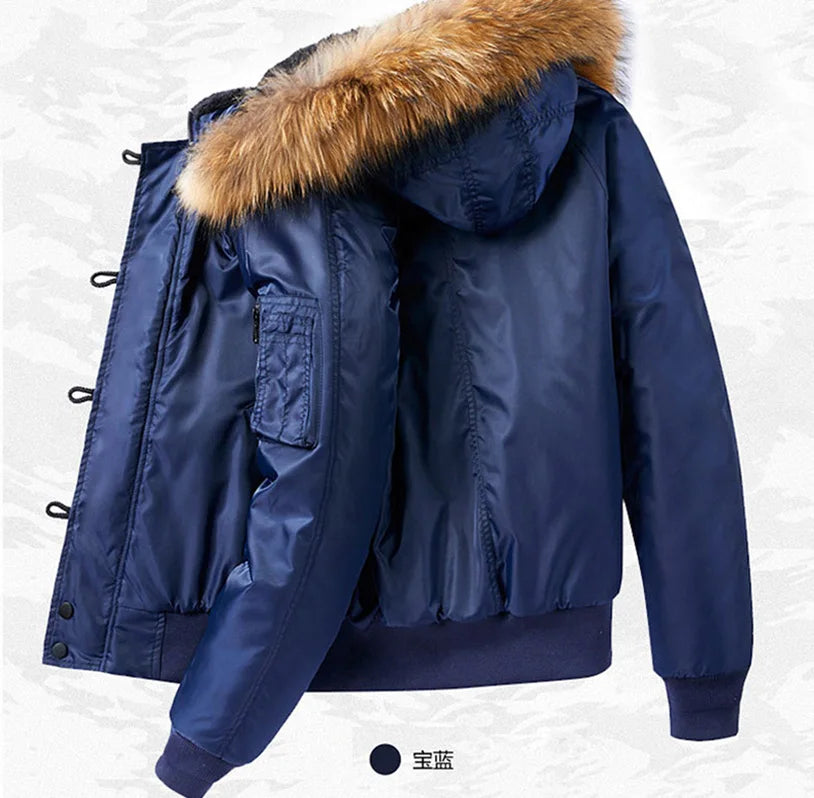 Padding Male Winter Bomber Coat Heavy Jackets Hooded Padded Streetwear Fur Collar Cheap Short Parka Y2K 2024 Z1