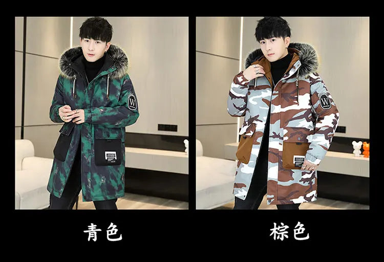 Autumn Winter New Thicken Warm Jacket Men Hooded Parkas Coat Fleece Trendy brand Streetwear ins wool jacket