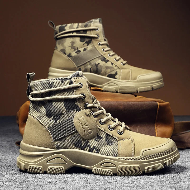 Men Boots Casual Outdoor Desert Boots Autumn Fashion Camouflage Lace-up Platform Shoes Man  Botas Masculina Zapatos Hombre