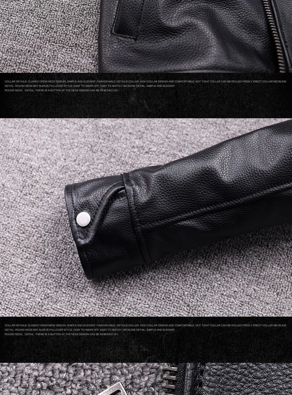 genuine leather jacket for men 100% real natural leather coat Classic casual style cowhide jacket vintage quality biker leather
