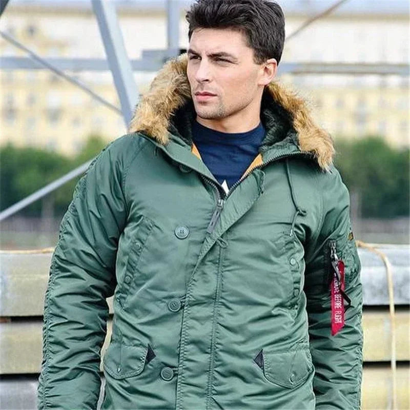 Large Size Military Plus Size Fur Hood Long Waterproof Windproof New Winter Parka Thick Men Outwear Jacket Coat USA SIZE Parkas