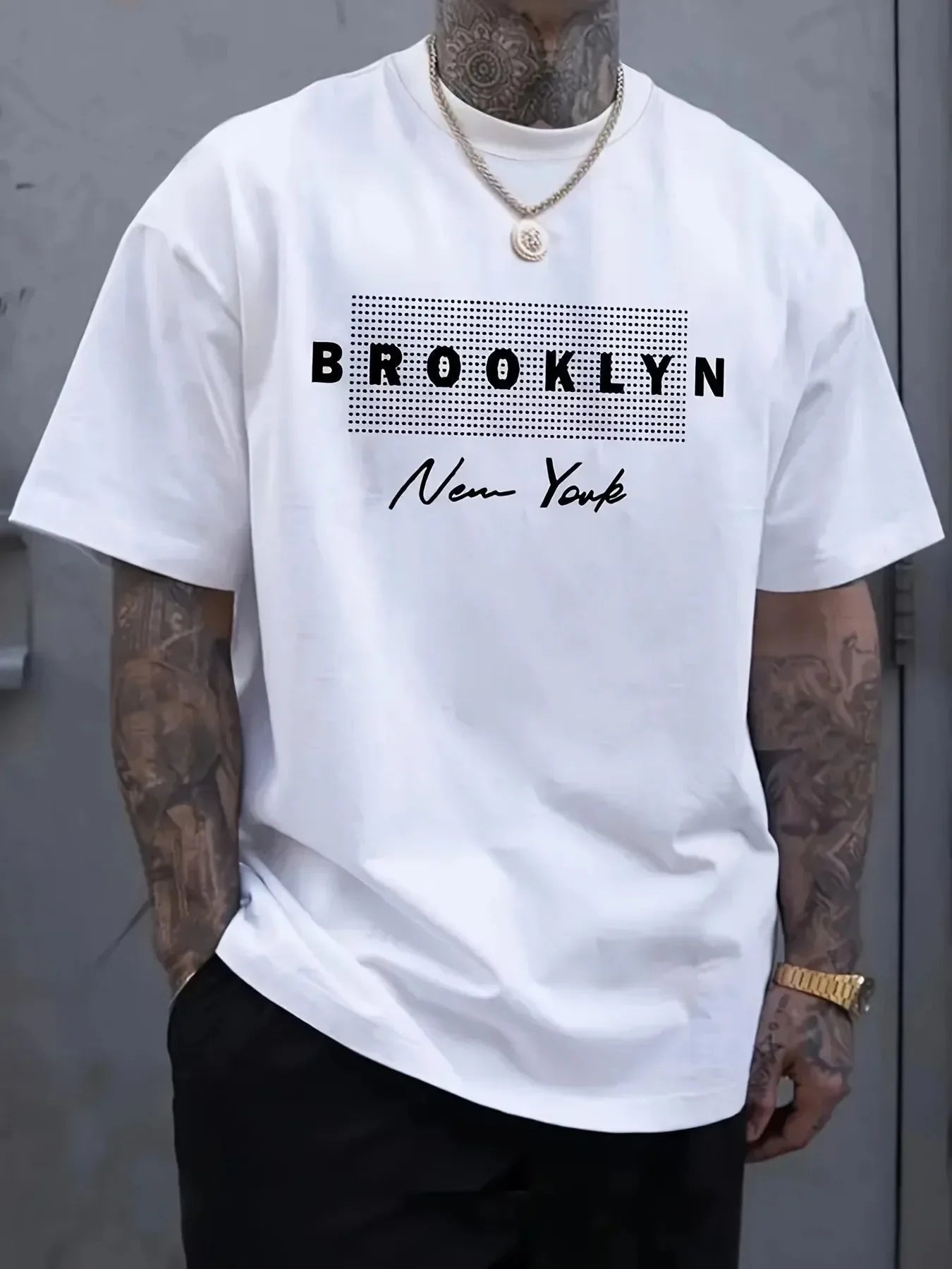 New 2025 Men's Casual Comfortable Breathable Round Neck T-shirt with Letter Printed Pattern Summer Outdoor Loose Top