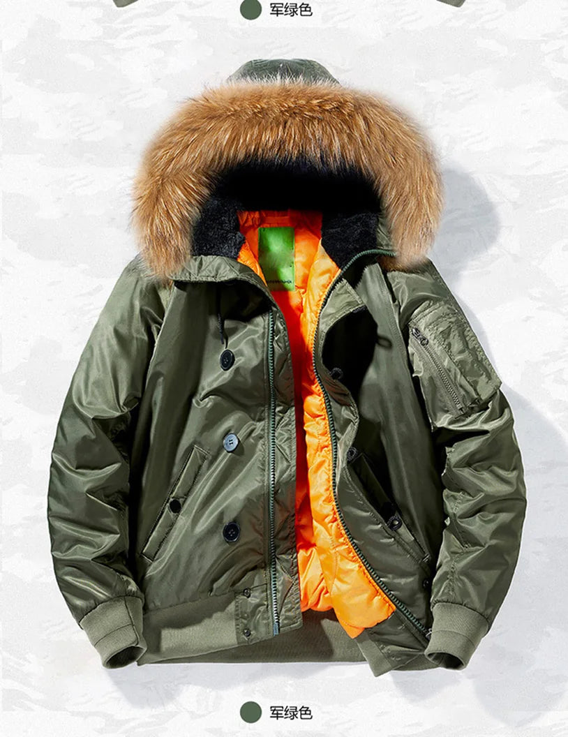 Padding Male Winter Bomber Coat Heavy Jackets Hooded Padded Streetwear Fur Collar Cheap Short Parka Y2K 2024 Z1