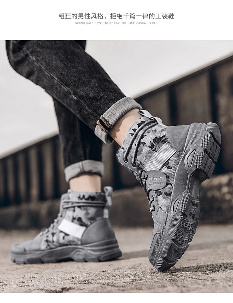 Men Boots Casual Outdoor Desert Boots Autumn Fashion Camouflage Lace-up Platform Shoes Man  Botas Masculina Zapatos Hombre